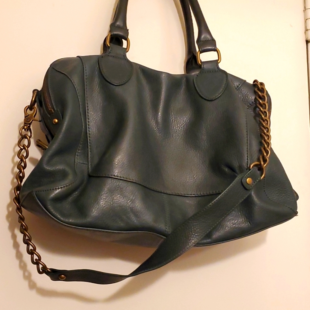 Hunter Green Genuine Leather large shoulder bag